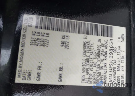 2018 Nissan Altima 2.5 Sr z USA, uszkodzony, nr VIN 1N4AL3AP5JC198654